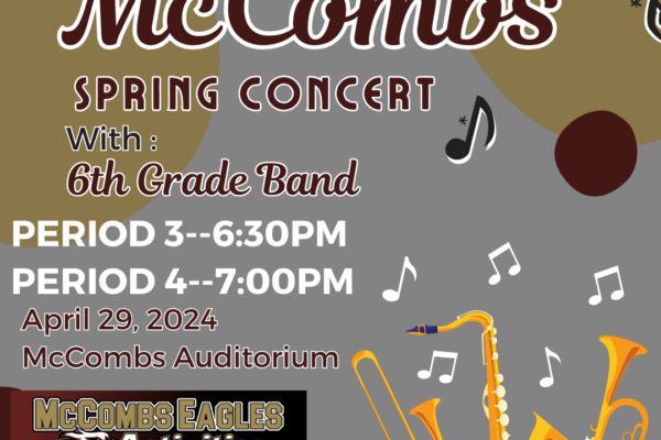 McCombs 6th Grade Band Concert Scheduled for 4/29