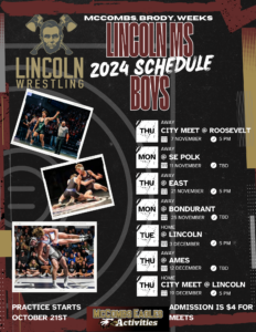 McCombsLincoln Boys Wrestling Schedule