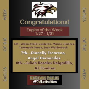 Eagles of the Week 1 27 to 1 31